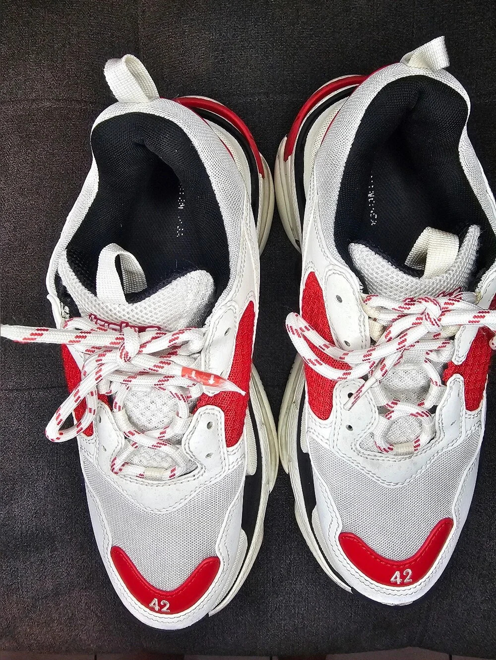 Balenciaga Triple S White Red Black Chunky Sneakers
